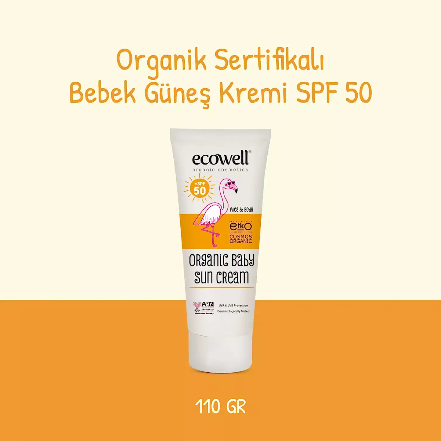 Sertifikalı Organik Bebek Güneş Kremi SPF 50 - 110 gr