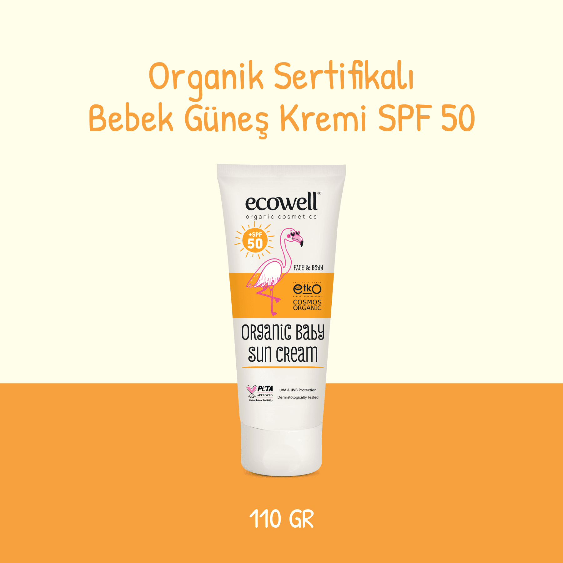 Sertifikalı Organik Bebek Güneş Kremi SPF 50 - 110 gr