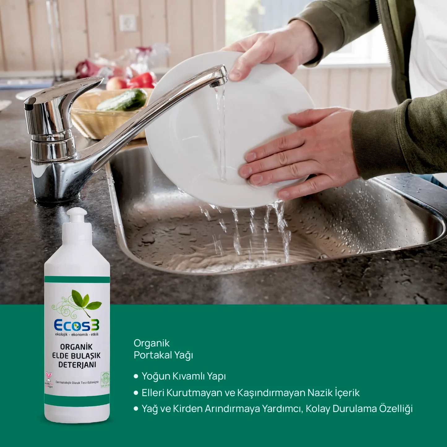 Sertifikalı Organik Elde Bulaşık Deterjanı - 500 ml