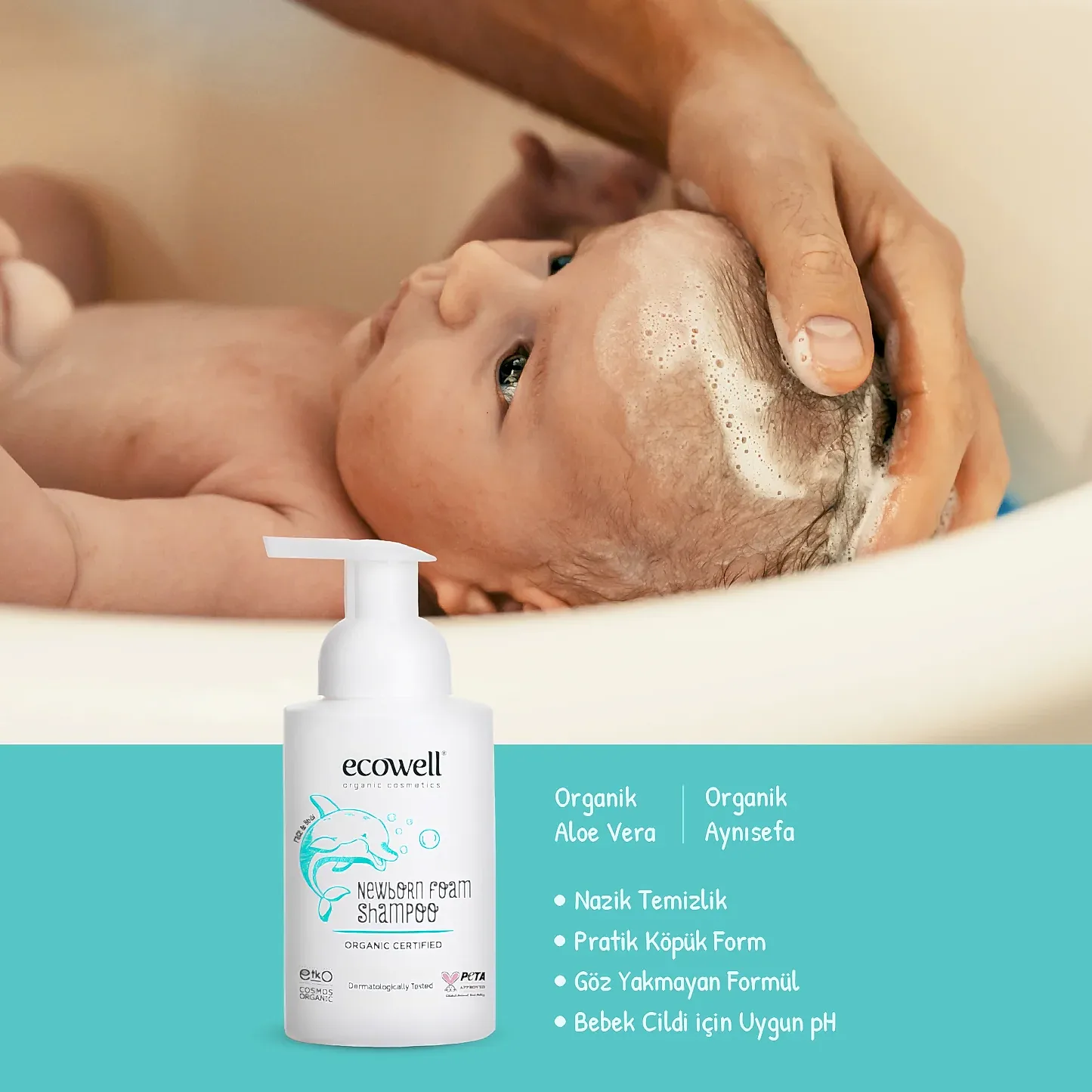 Sertifikalı Organik Yenidoğan Köpük Şampuan - 300 ml