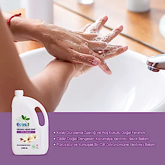 Sertifikalı Organik Sıvı Sabun - Beyaz Manolya - 2.5 lt
