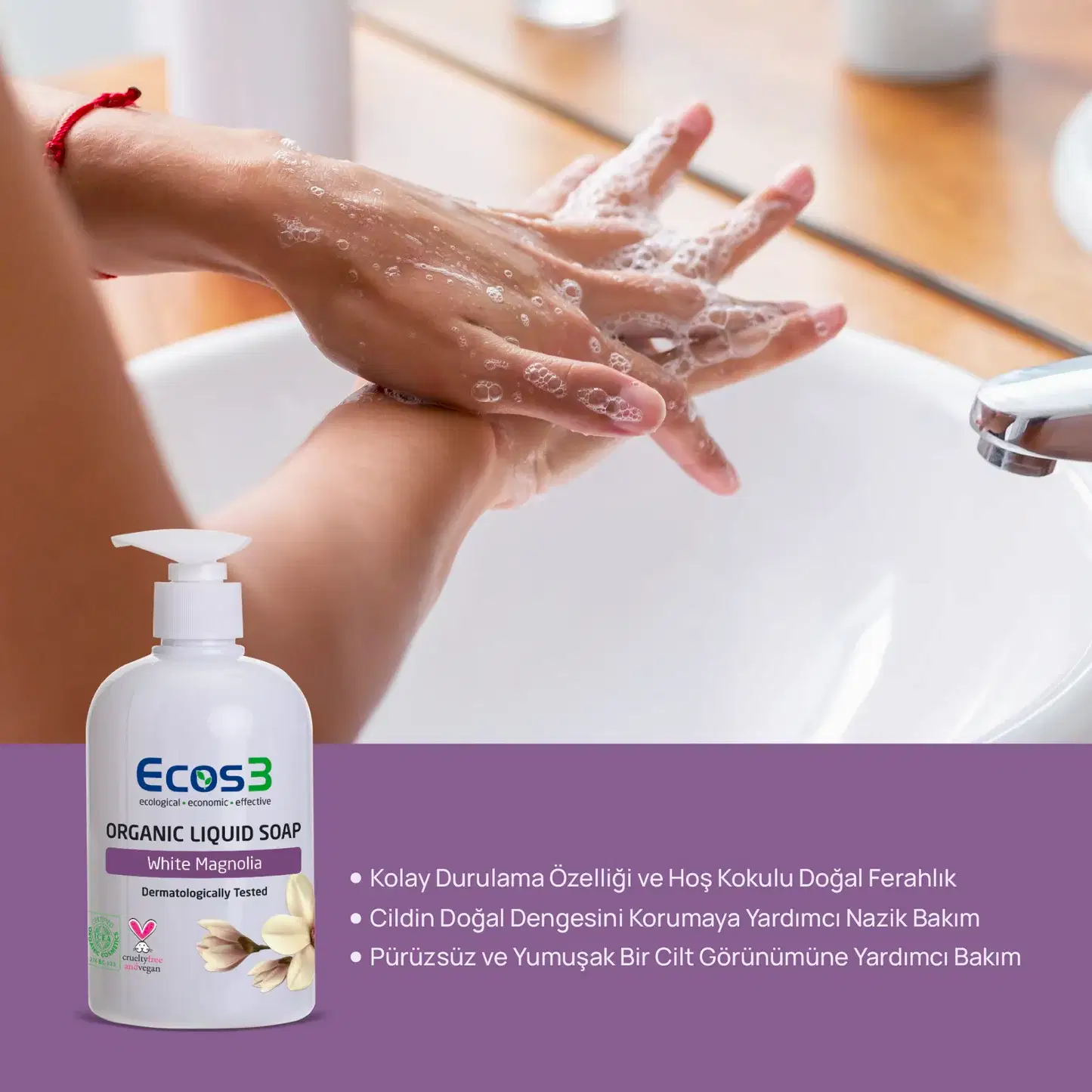 Sertifikalı Organik Sıvı Sabun - Beyaz Manolya - 500 ml