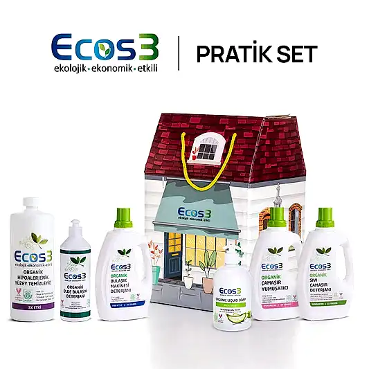 Sertifikalı Organik Pratik Set | 6’lı Doğal Temizlik Seti Deterjan, Yumuşatıcı, Sabun ve Yüzey Temizleyici