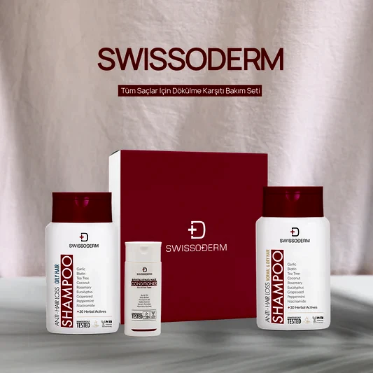 Doğal İçerikli Swissoderm Tüm Saçlar İçin Dökülme Karşıtı Bakım Seti
