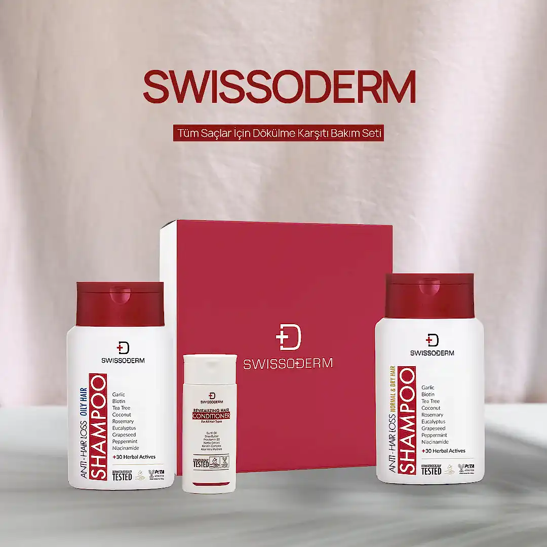 Doğal İçerikli Swissoderm Tüm Saçlar İçin Dökülme Karşıtı Bakım Seti